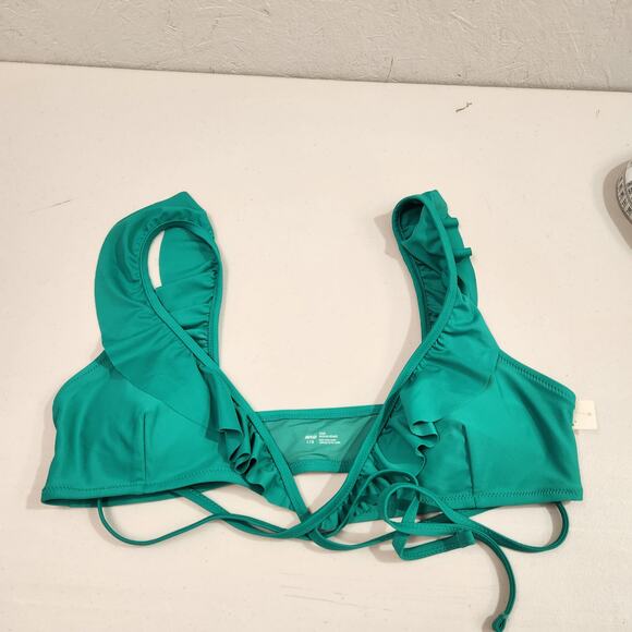 Aerie Ruffle Wrap Bikini Top Emerald Green Size Large - Picture 6 of 10